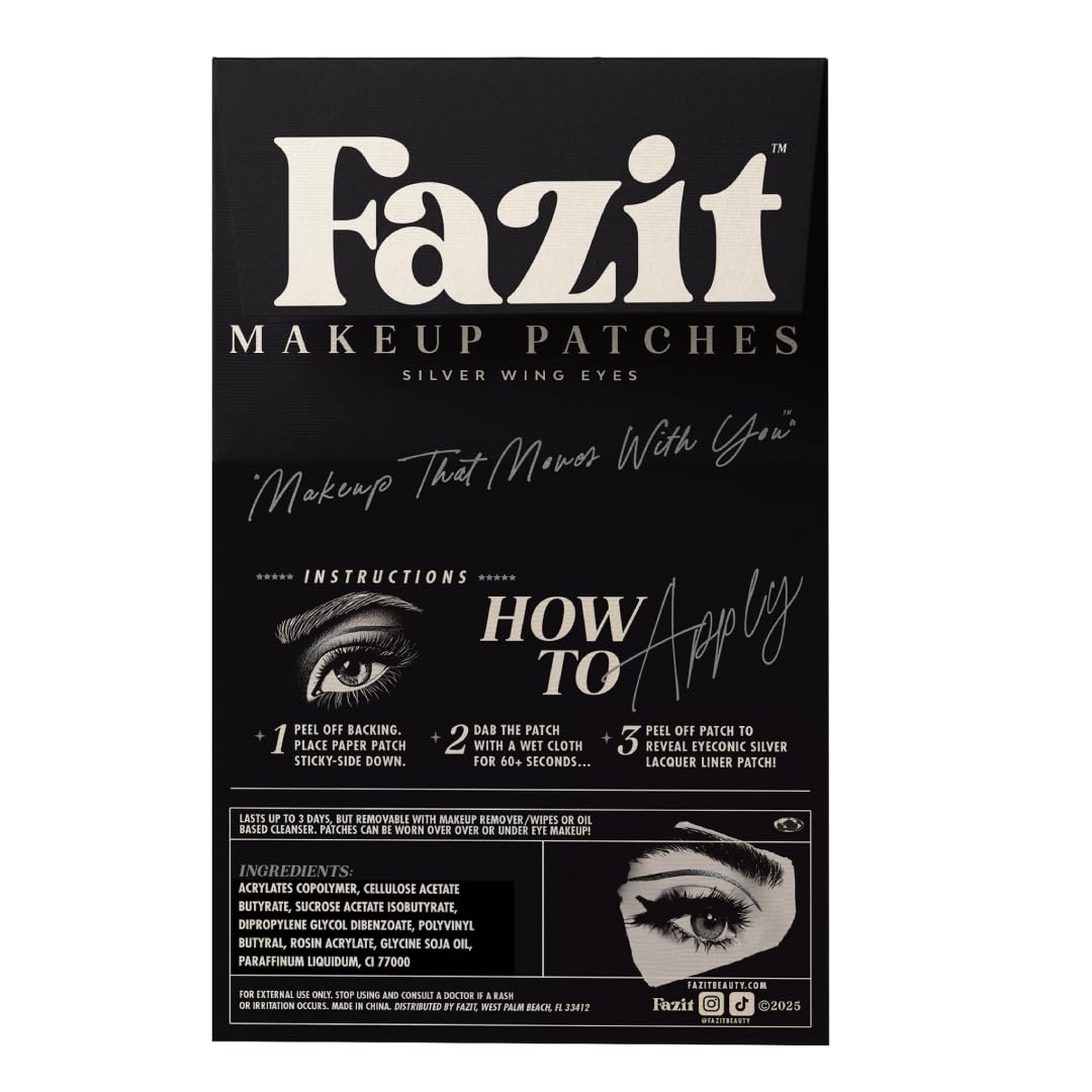 Fazit Makeup Patches - Silver Wing Eyes - Glow Up Make-Up Patches - Cute Glitter Makeup Accessories for Women - Cosmetic Glitter for Face Beauty & Personal Care Fazit