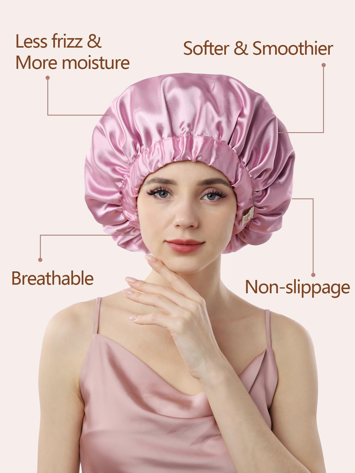 Years Calm Silk Bonnet for Sleeping Women, Double Layer Satin, Ajustable Elasticity Band? Hair Satin Bonnet for Sleeping - Sleep Shower Caps (Pink Beauty and Personal Care Years calm