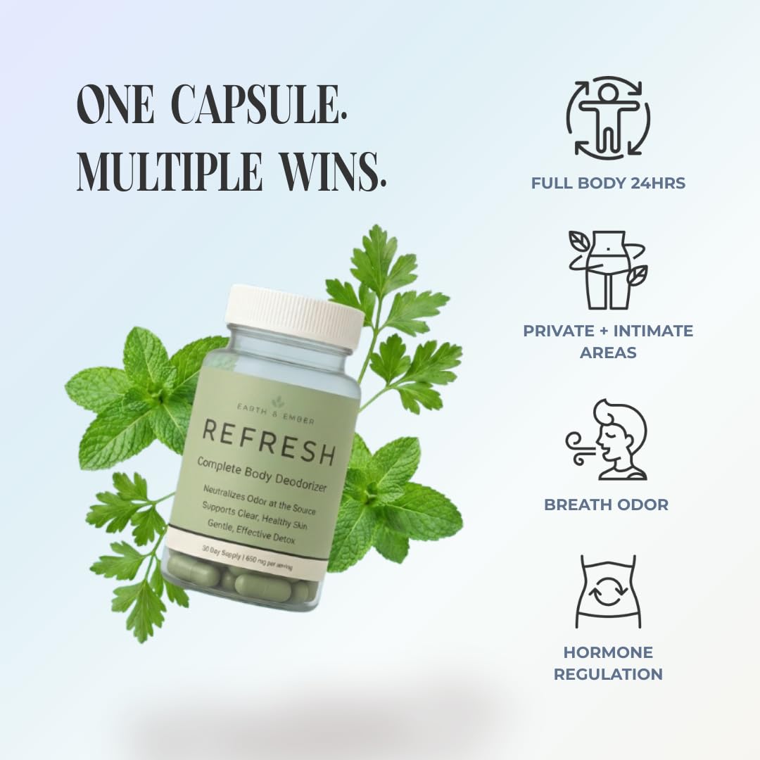 REFRESH - Internal Deodorant Supplement for Odor Control, Skin Health & Confidence Boost Beauty and Personal Care Earth & Ember