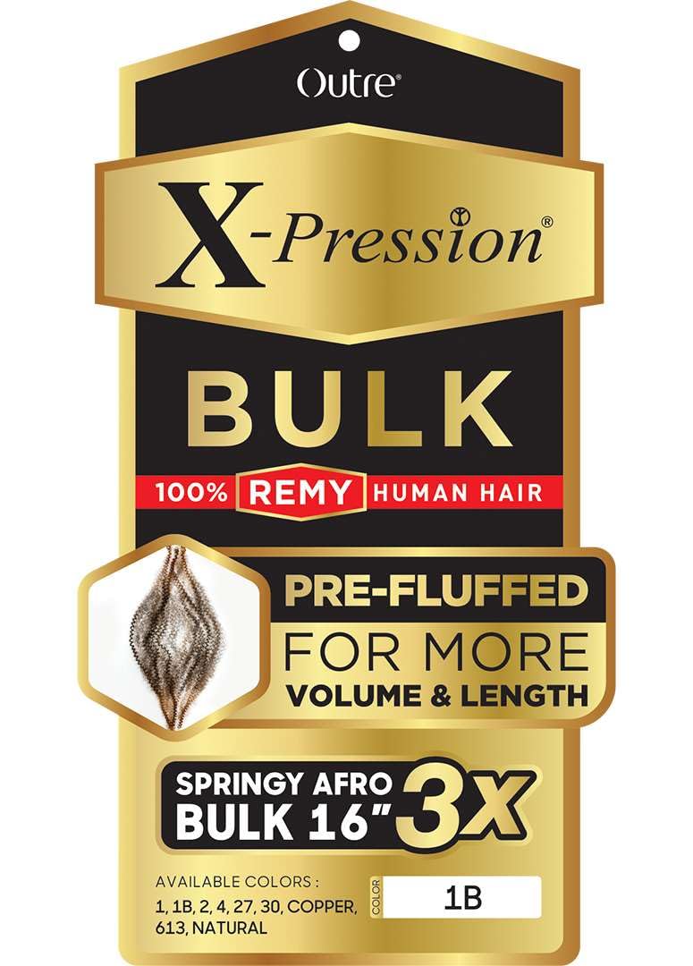 Outre X-Pression Human Bulk - Springy Afro Bulk 16" 3X (OFF BLACK 1B)