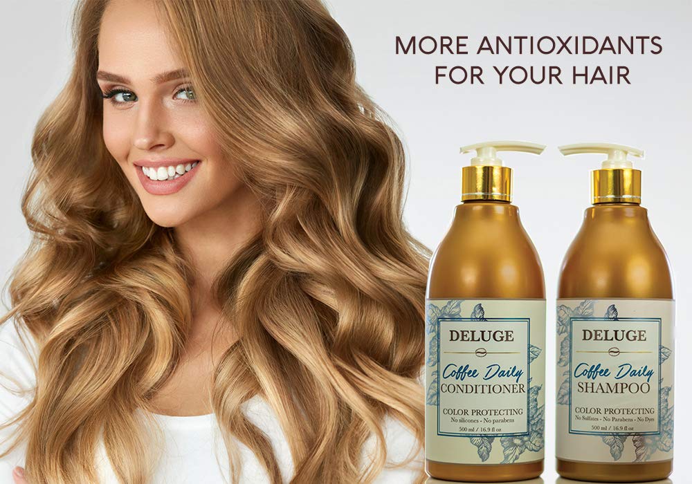 Deluge - Coffee Daily Shampoo and Conditioner -Gentle and Natural, SULFATE, Salt and PARABEN Free. NO Dyes. Made with Coffee Fruit, ARGAN Oil, Quinoa Beauty & Personal Care DELUGE