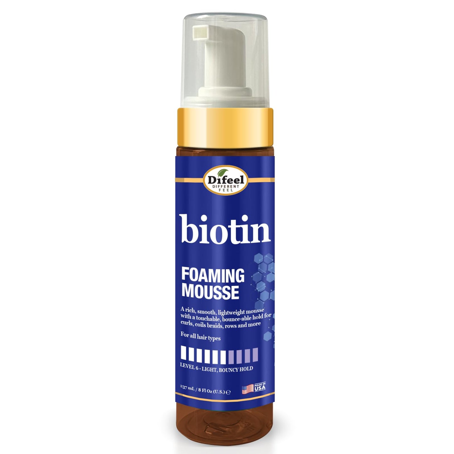 Difeel Biotin Foaming Mousse 8 oz. - Curly Hair Biotin Thickening Mousse, Ideal for Curls, Rows, Braids, and Coils Beauty & Personal Care Difeel