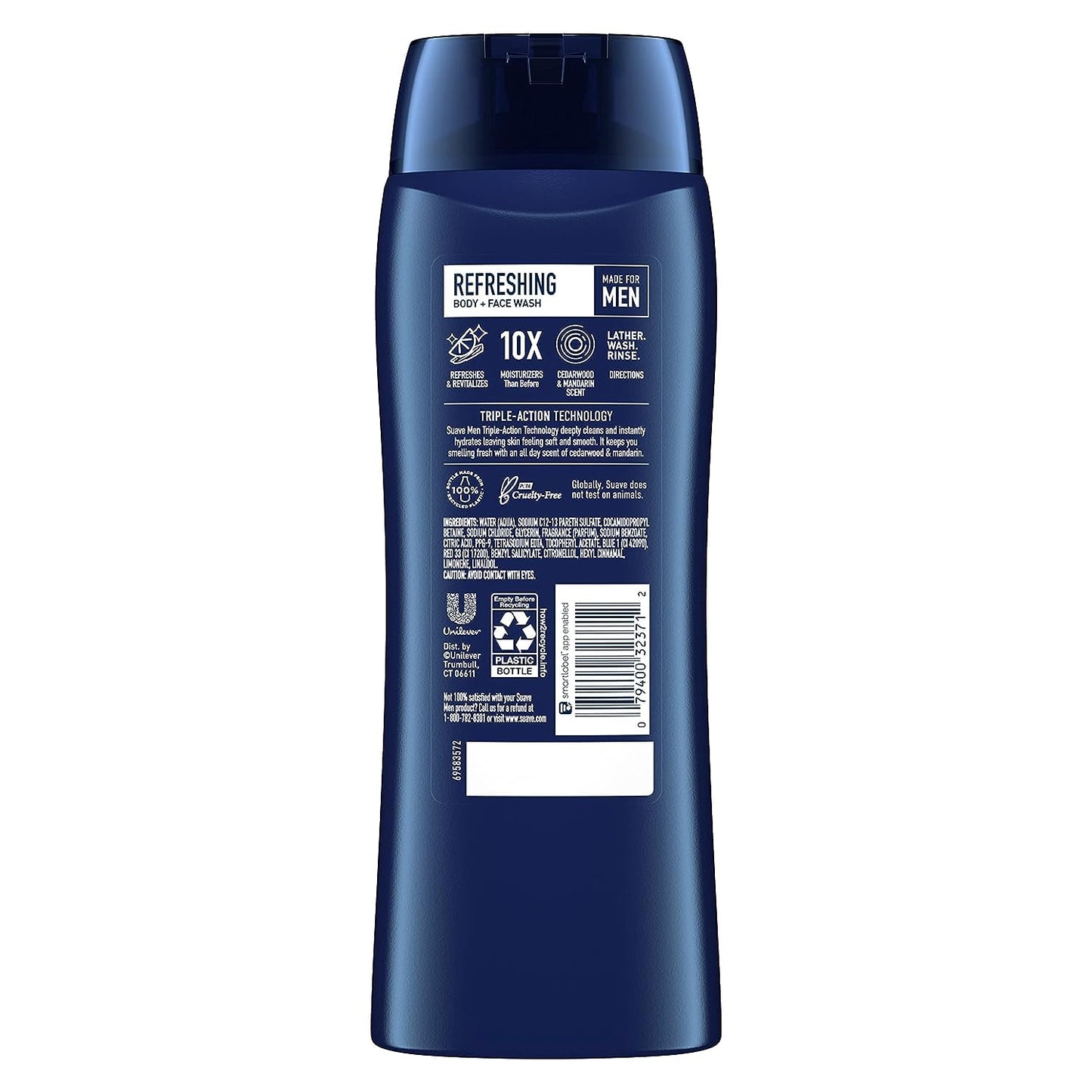 Suave Body + Face Wash Men 18 Ounce Refreshing Cedarwood (Pack of 3) Beauty & Personal Care Suave