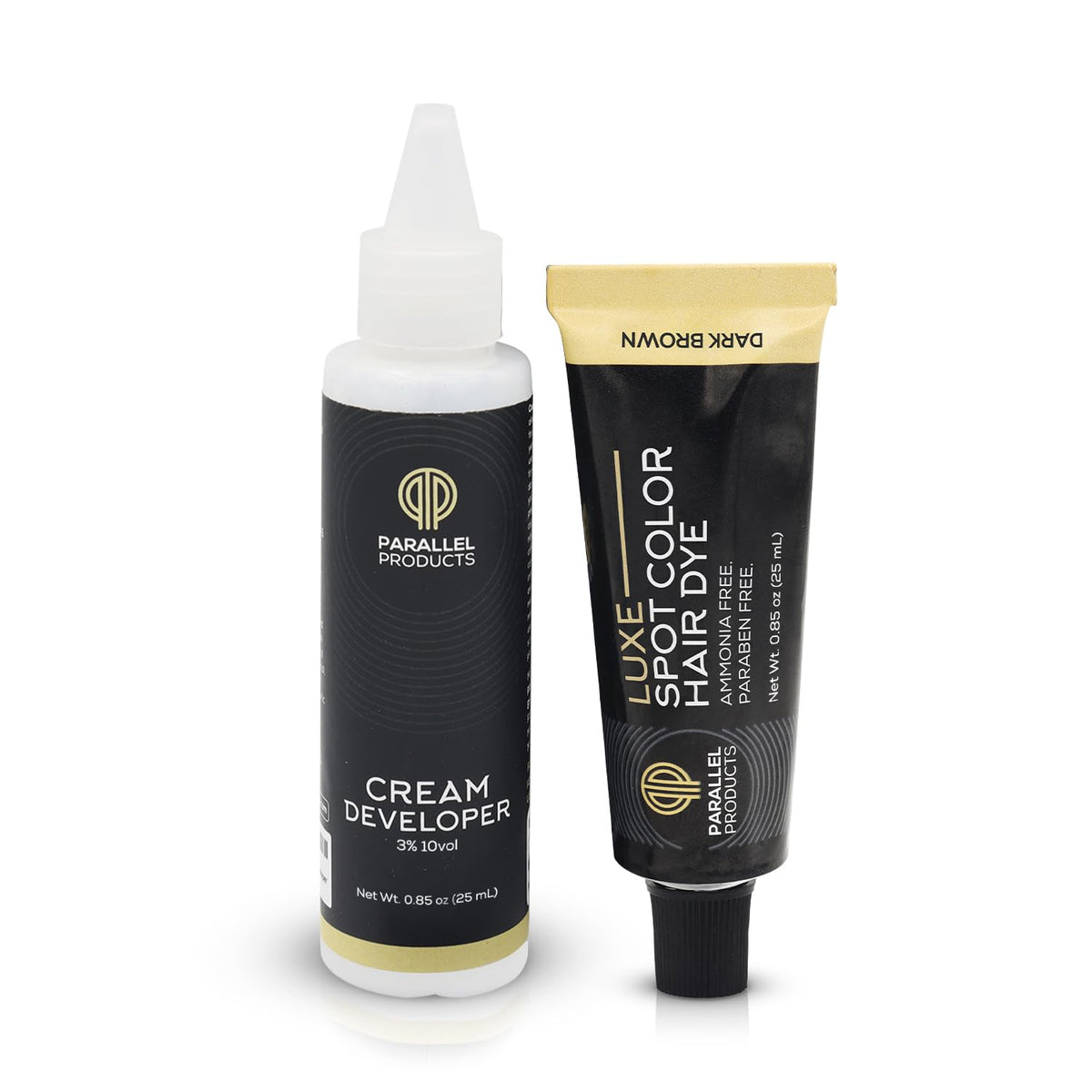Parallel Products - Luxe Color (Dark Brown) - Cream Hair Dye - 25mL - Tint for Professional Spot Coloring - With Cream Developer, Mixing Dish Beauty & Personal Care PARALLEL PRODUCTS