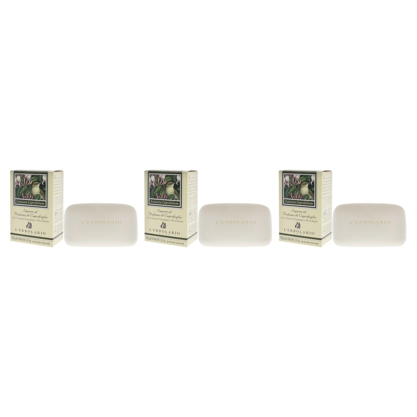 Perfumed Soap - Honeysuckle - Pack of 3 by LErbolario for Unisex - 3.5 oz Soap Beauty & Personal Care L'Erbolario