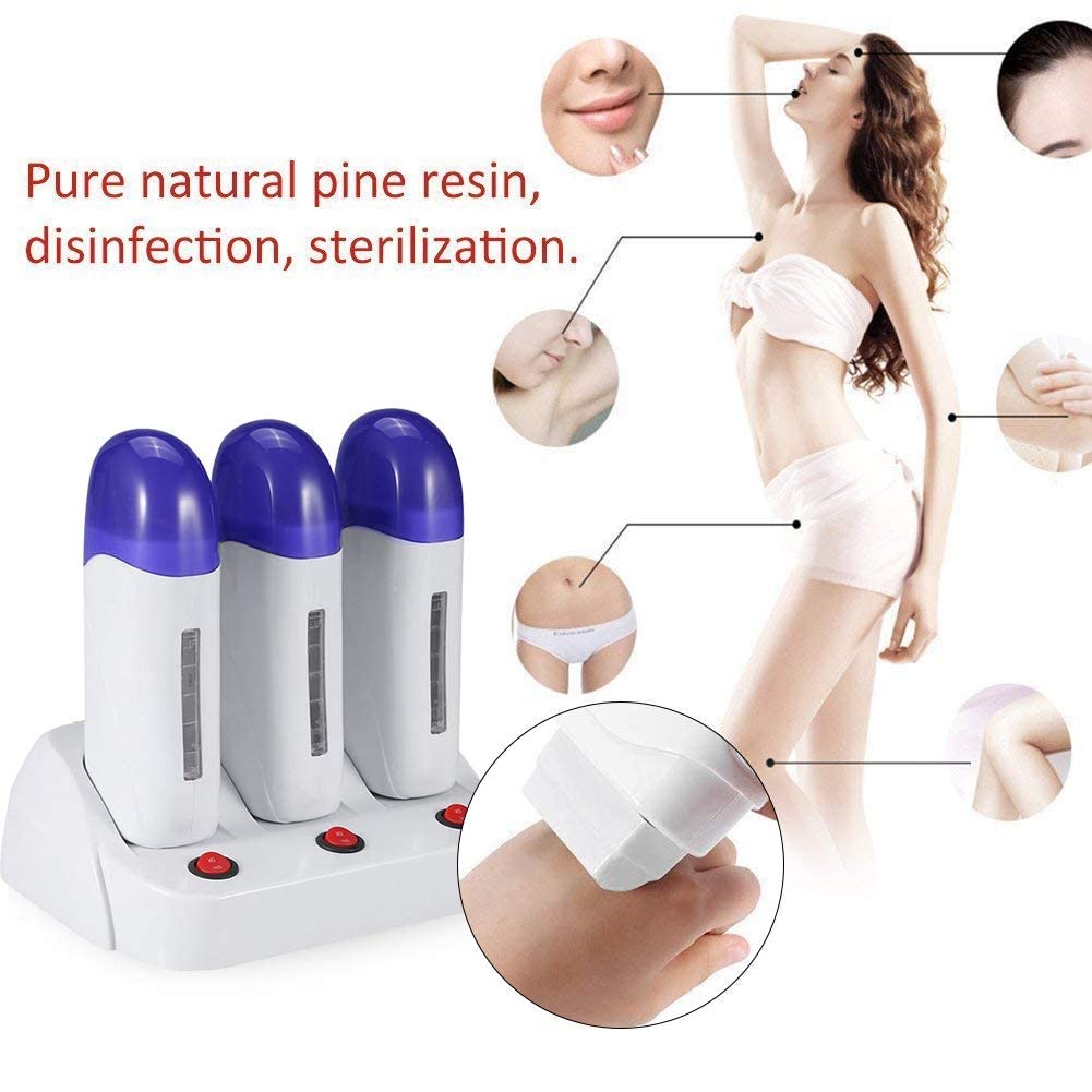 Wax Hair Removal Portable Hair Roller Epilator Machine Set, Wax Warmer Hair Removal Machine Electric Depilatory Roll On Wax Heater Home Waxing Machine Beauty and Personal Care YUYTE