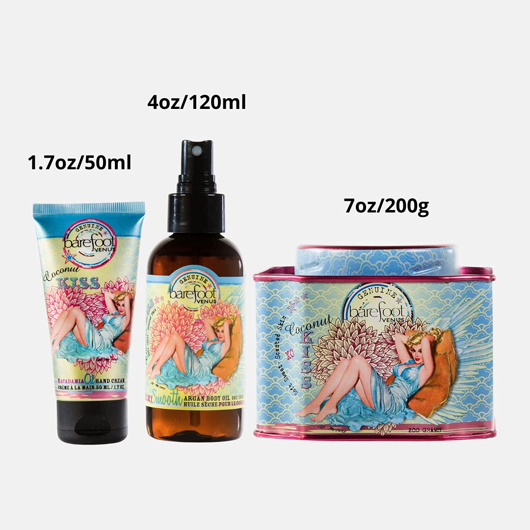Barefoot Venus bath Soak, Hand Cream & Argan Oil Body Care Gift Set (coconut Kiss) Beauty and Personal Care Barefoot Venus