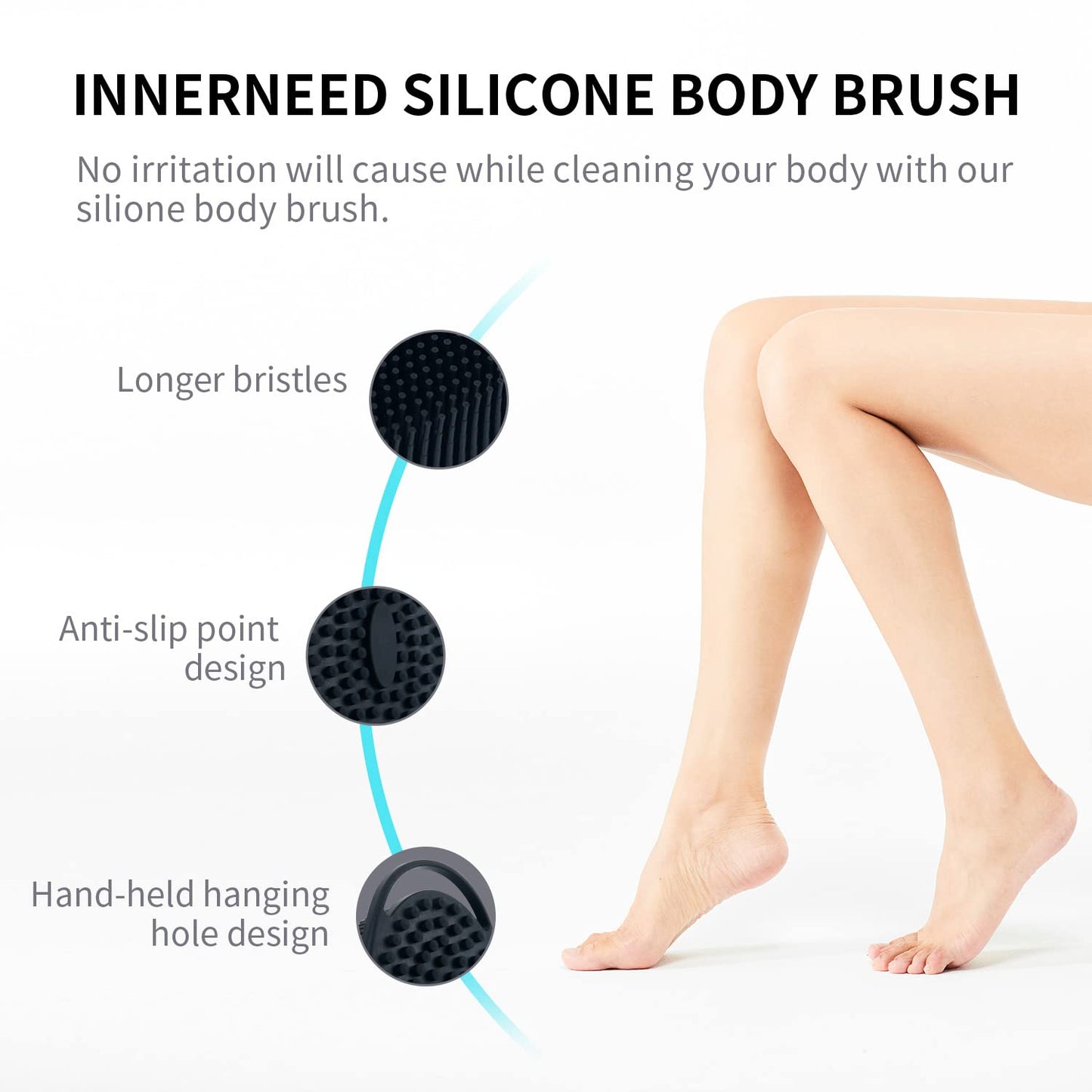 Silicone Body Wash Scrubber/Loofah, Exfoliating Body Scrub Brush for Use in Shower, Mens Women, Gifts for Dad Beauty and Personal Care LEILA