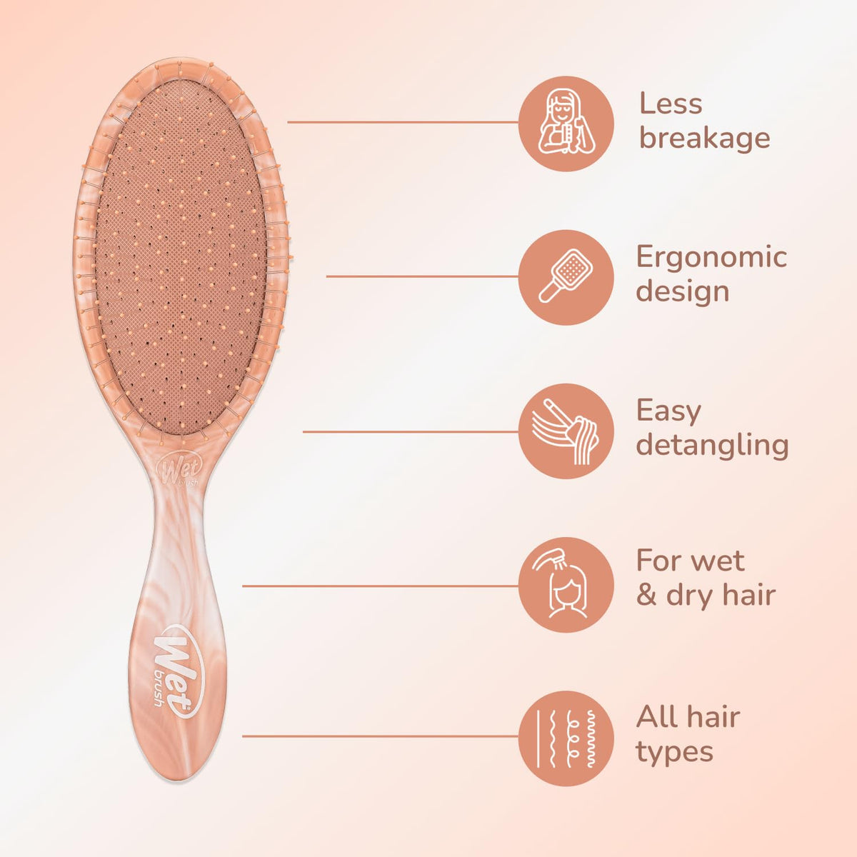 Wet Brush Original Detangler Hair Brush, Pink (Watercolor Waves), Ultra-Soft IntelliFlex Bristles, Detangling Bristles Glide Through Tangles (Wet Dry