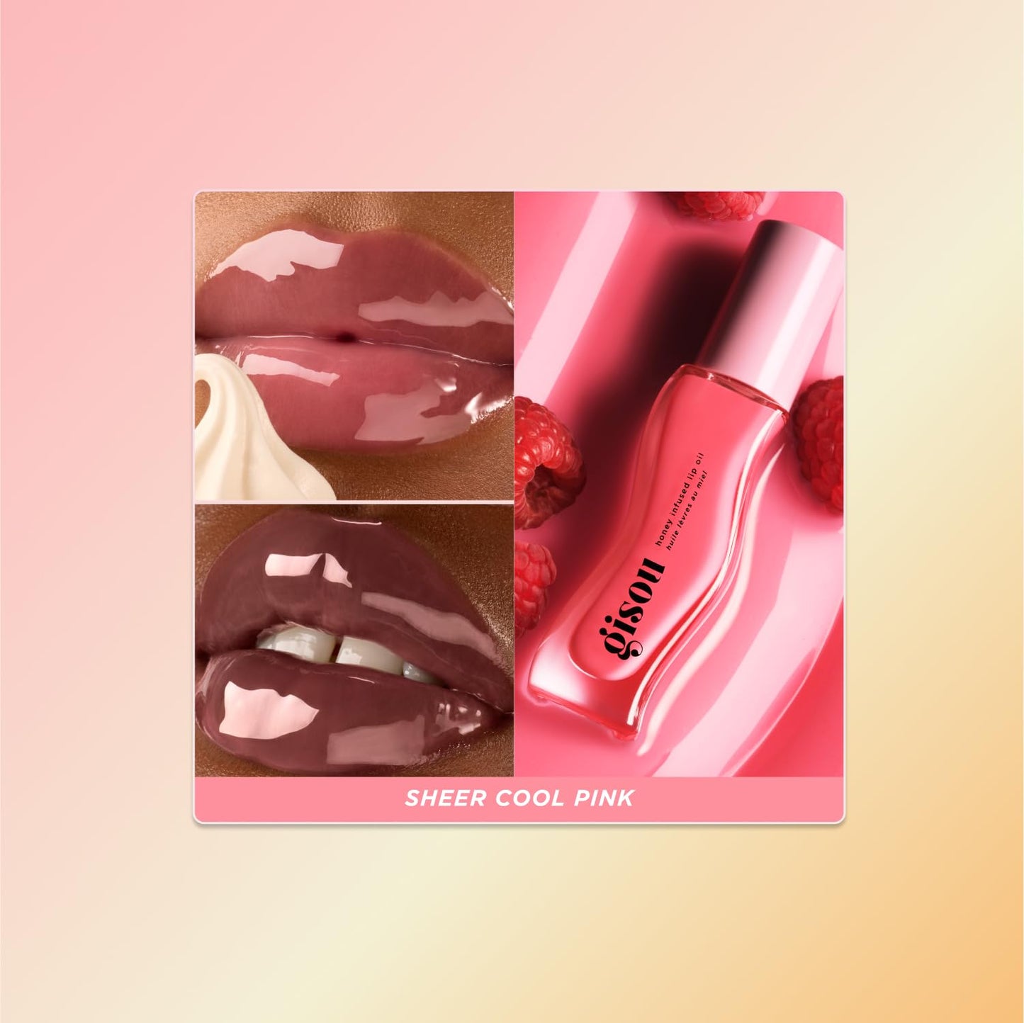 Gisou Honey Infused Lip Oil - Hydrating & Glossy Lip Oil with Mirsalehi Honey & Jojoba Seed Oil, Non-Sticky Shine, Raspberry Swirl, 0.27 fl oz Beauty and Personal Care Gisou