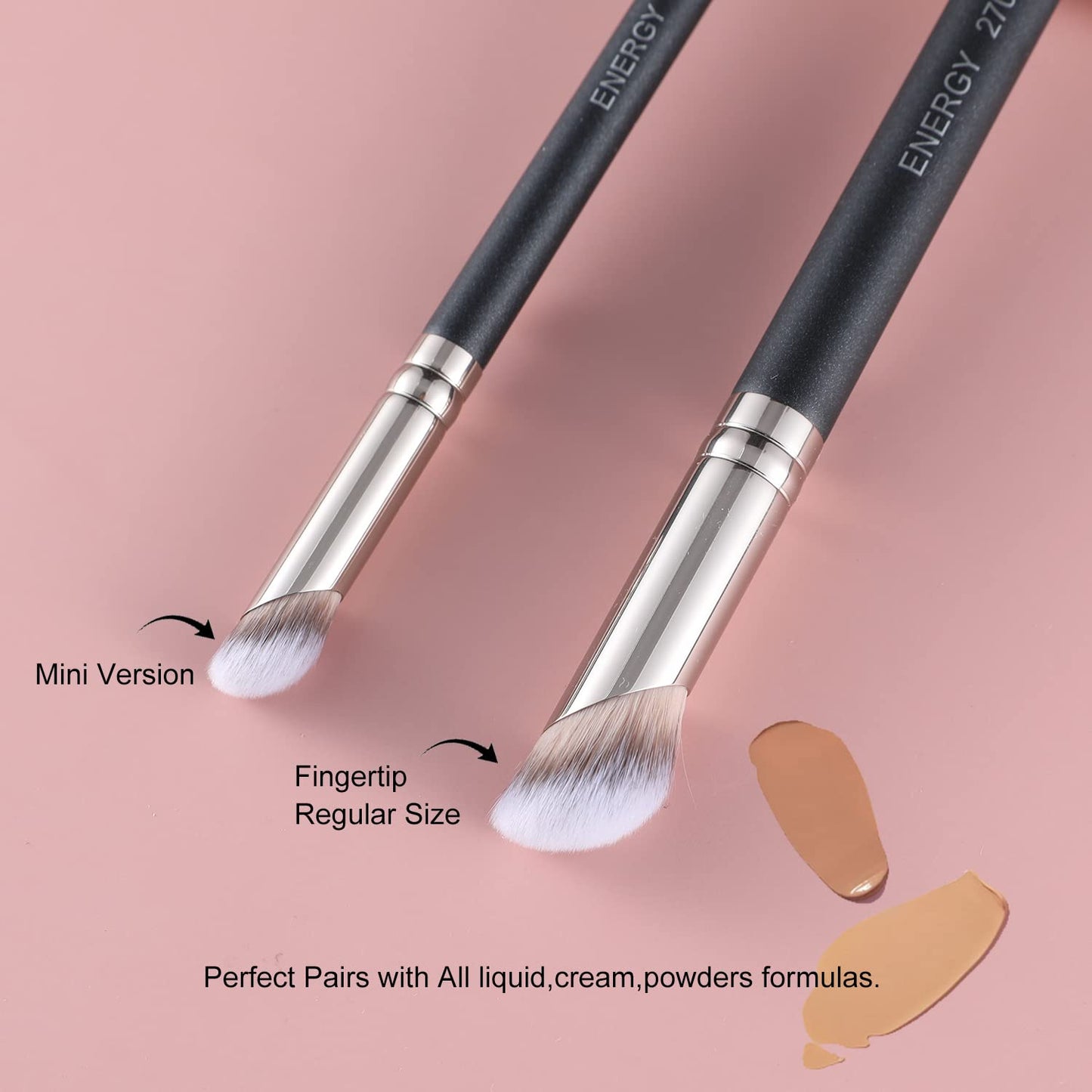 ENERGY Foundation Brushes Set - Angled Brush & Mini Concealer Brush Premium Synthetic Eye Makeup Bushes for Blending Liquid Foundation Cream Powder Beauty & Personal Care ENERGY