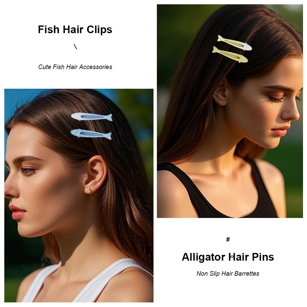 16pcs Fish Hair Clips For Women Cute Fish Hair Pins Non Slip Hair Barrettes Alligator Clips For Short Girls Long Hair Accessories