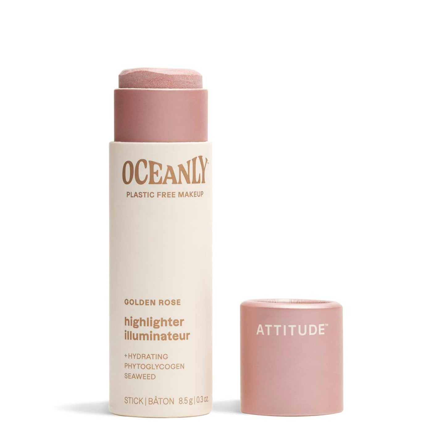ATTITUDE Oceanly Lightweight Highlighter Stick, Titanium Dioxide-Free, EWG Verified, Plastic-Free, Vegan & Cruelty-free Makeup, Golden Rose, 0.3 Beauty & Personal Care ATTITUDE