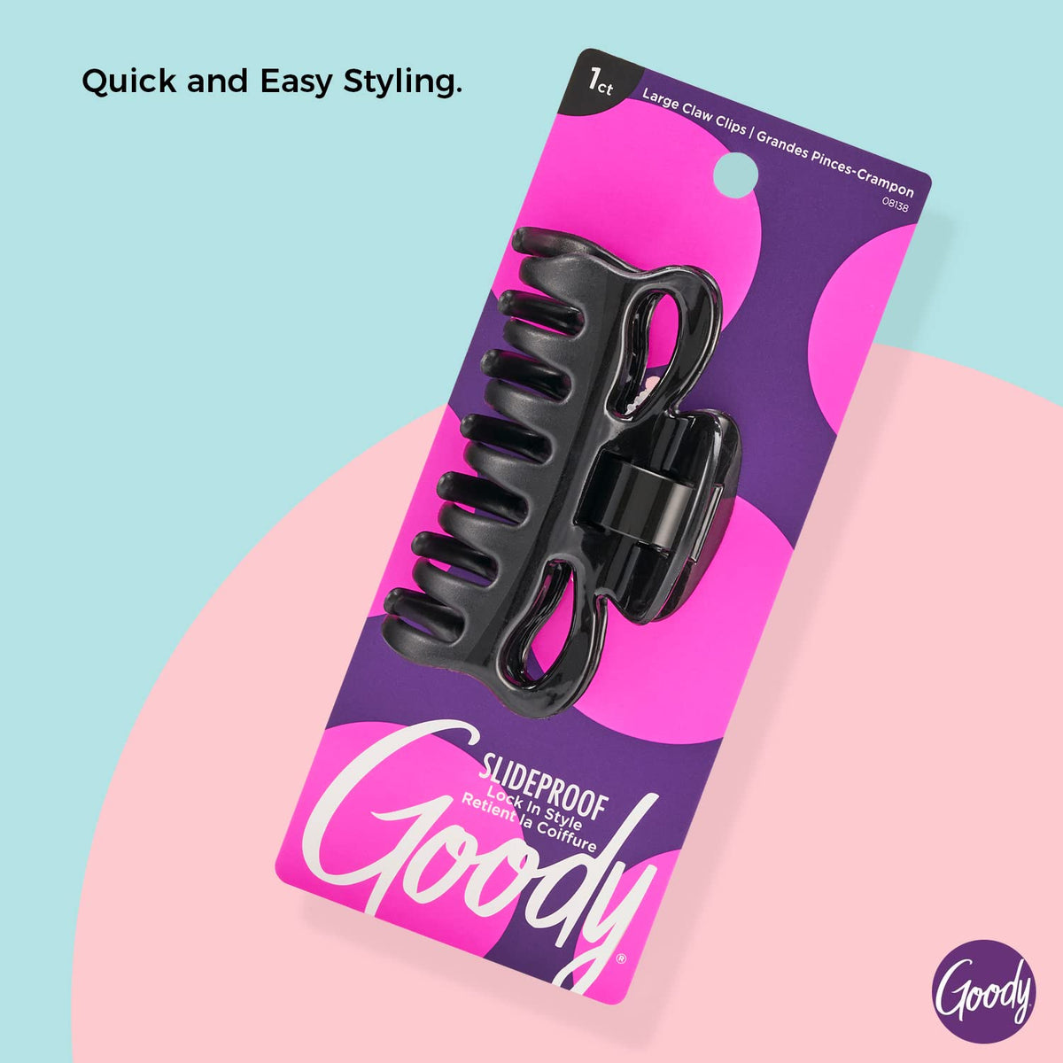 Goody Ouchless No-metal Flexible Claw Hair Clip, Large, Black, 1-count, Pack of 3 (1936822) Beauty & Personal Care GOODY