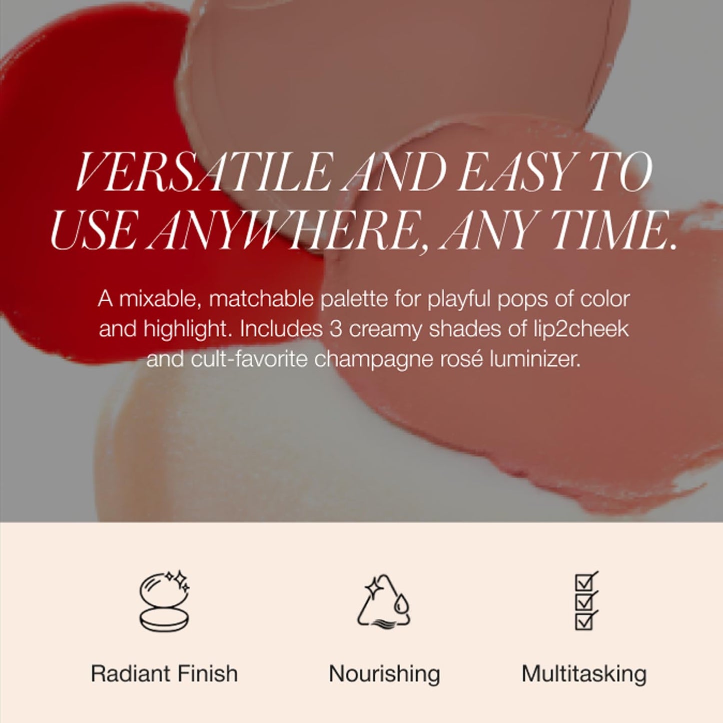 RMS Beauty Lip2Cheek Glow Quad Creamy Multi-Use Blush & Lip Color Palette with 4 Radiant Shades Hydrating Formula for Natural Radiance Long-Lasting Beauty & Personal Care RMS Beauty