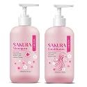 Sakura Shampoo + Conditioner Set, Japanese Shampoo,with Cherry Blossom Extract & Vitamin E, Clarifying - Volumizing Clarifying, Hydrating Beauty & Personal Care Soelegant