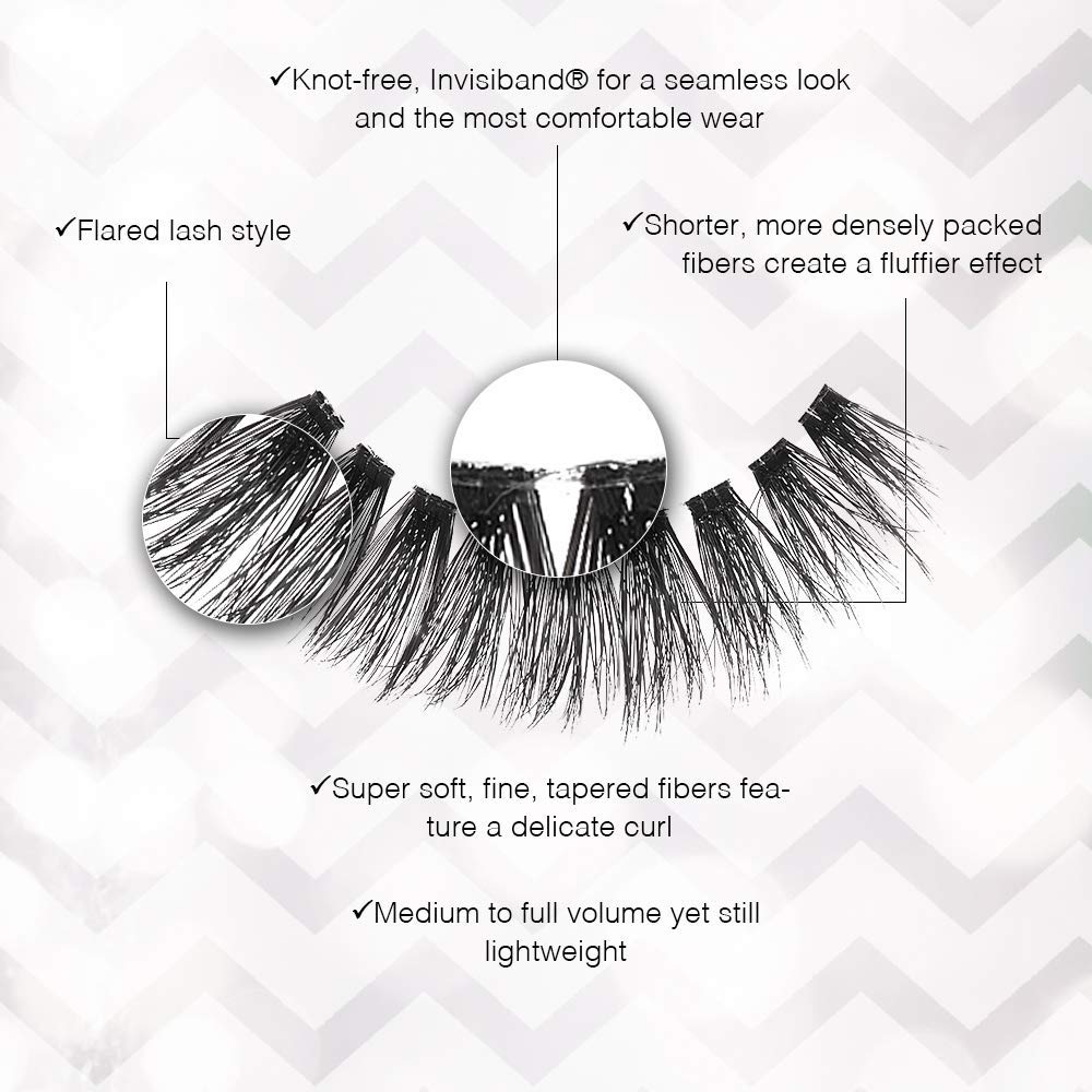 Ardell False Eyelashes 3D Faux Mink Lashes, 860 - Lightweight Strip Lashes with Invisiband for a Dramatic Eye Look, 4 Pairs