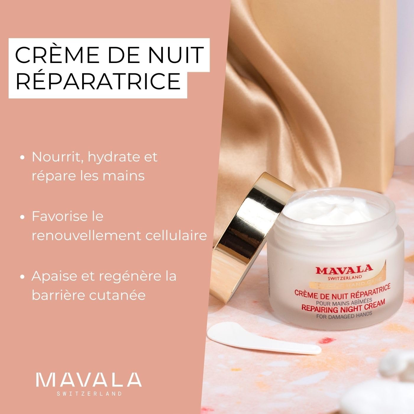 MAVALA Repairing Night Cream for Hands| Dry hands Treatment | Cracked Hands Repair| Overnight Hand Moisturizer | 30 Day Treatment | Moisturizing Beauty & Personal Care MAVALA