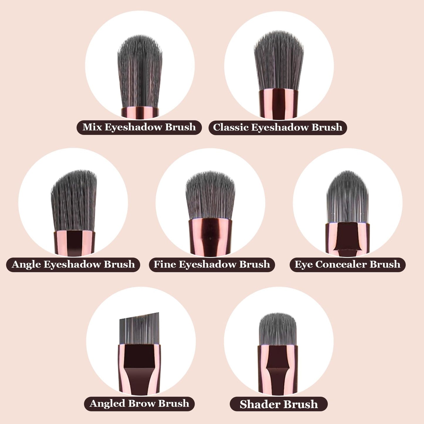 Eye Makeup Brushes Set, Premium 7Pcs Eyeshadow Brush, Professional Eye Brush for shadow lip Angled Eyeliner Eyebrows, Soft Hairs and Wood Handle. Beauty & Personal Care YUE SHEN NAN