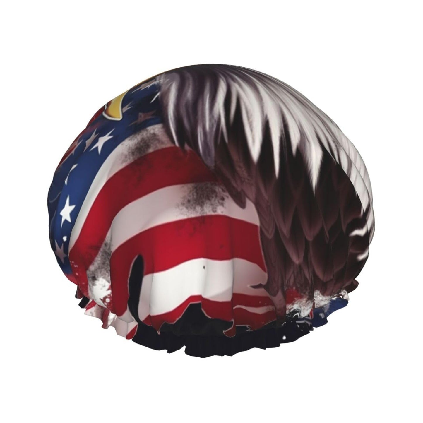 America Us Flag Bald Eagle Shower Cap For Women Reusable Double Layers Bathing Bath Cap Hair Caps Waterproof Elastic Band Ladies Spa Salon Shower Hat Beauty and Personal Care GDSHJKLW