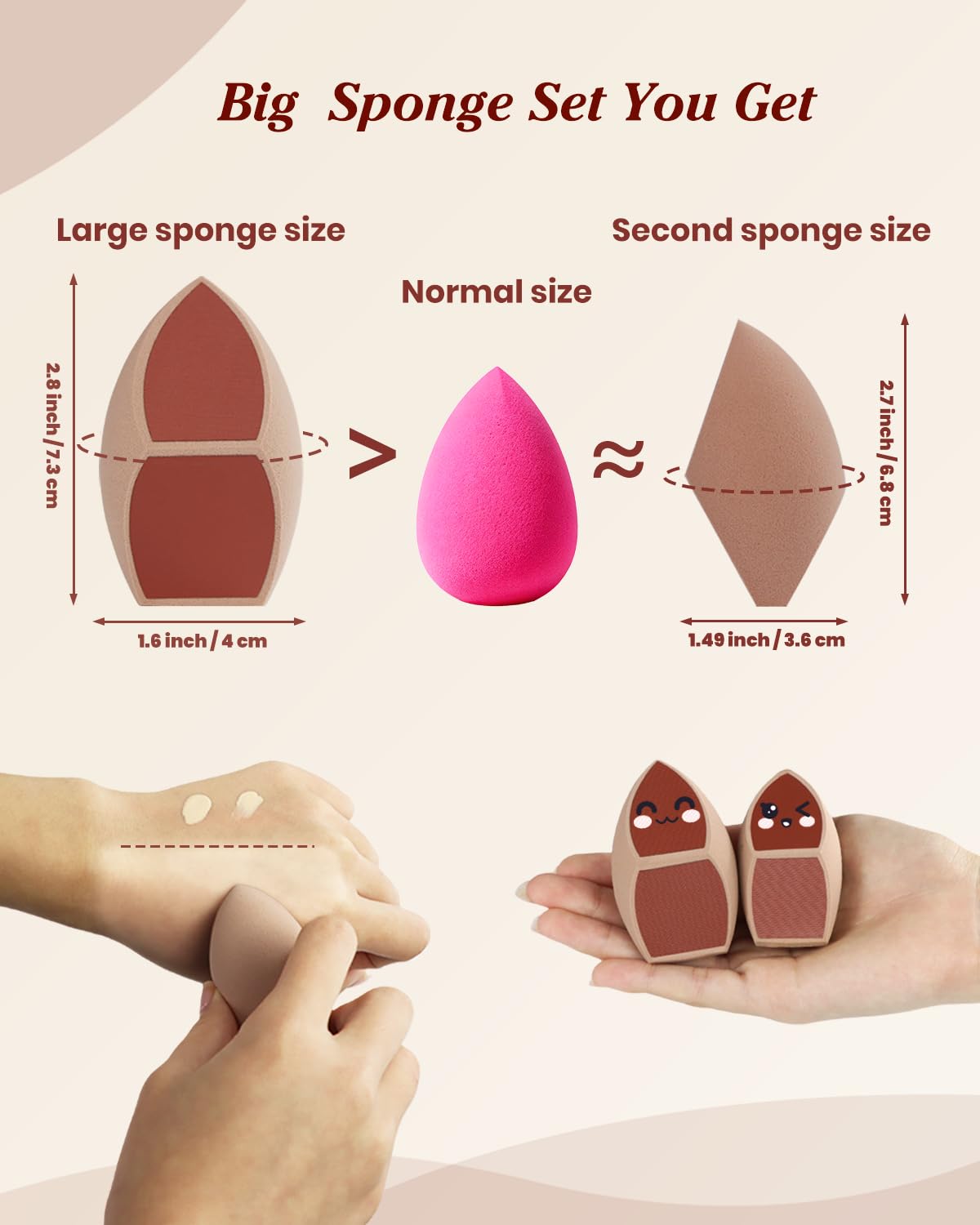 Unfovi Makeup Sponge Set (4 Shapes 7 pcs) - Latex-Free Blending Sponge for Liquid, Cream & Powder, Soft Reusable Beauty Sponge for Wet/Dry Foundation Beauty and Personal Care Unfovi