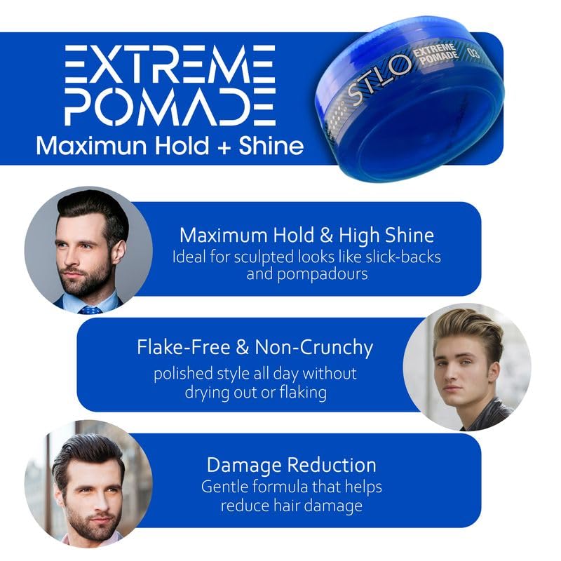 STLO Extreme Pomade Maximum Hold - Medium Shine Hair Pomade for Men, Women and Children Beauty & Personal Care STLO