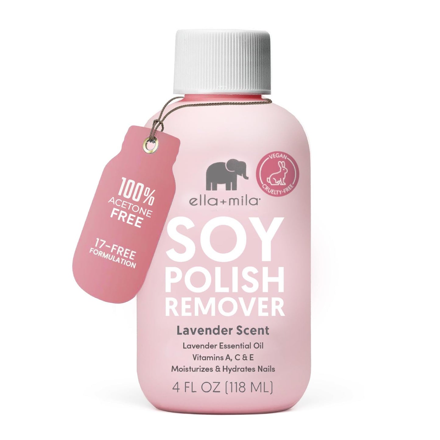 ella+mila Soy Nail Polish Remover Non-Acetone Nail Polish Remover - Non-Toxic Fingernail Polish Remover - For Natural Nail Polishes - Enriched Beauty and Personal Care ella+mila Default Title