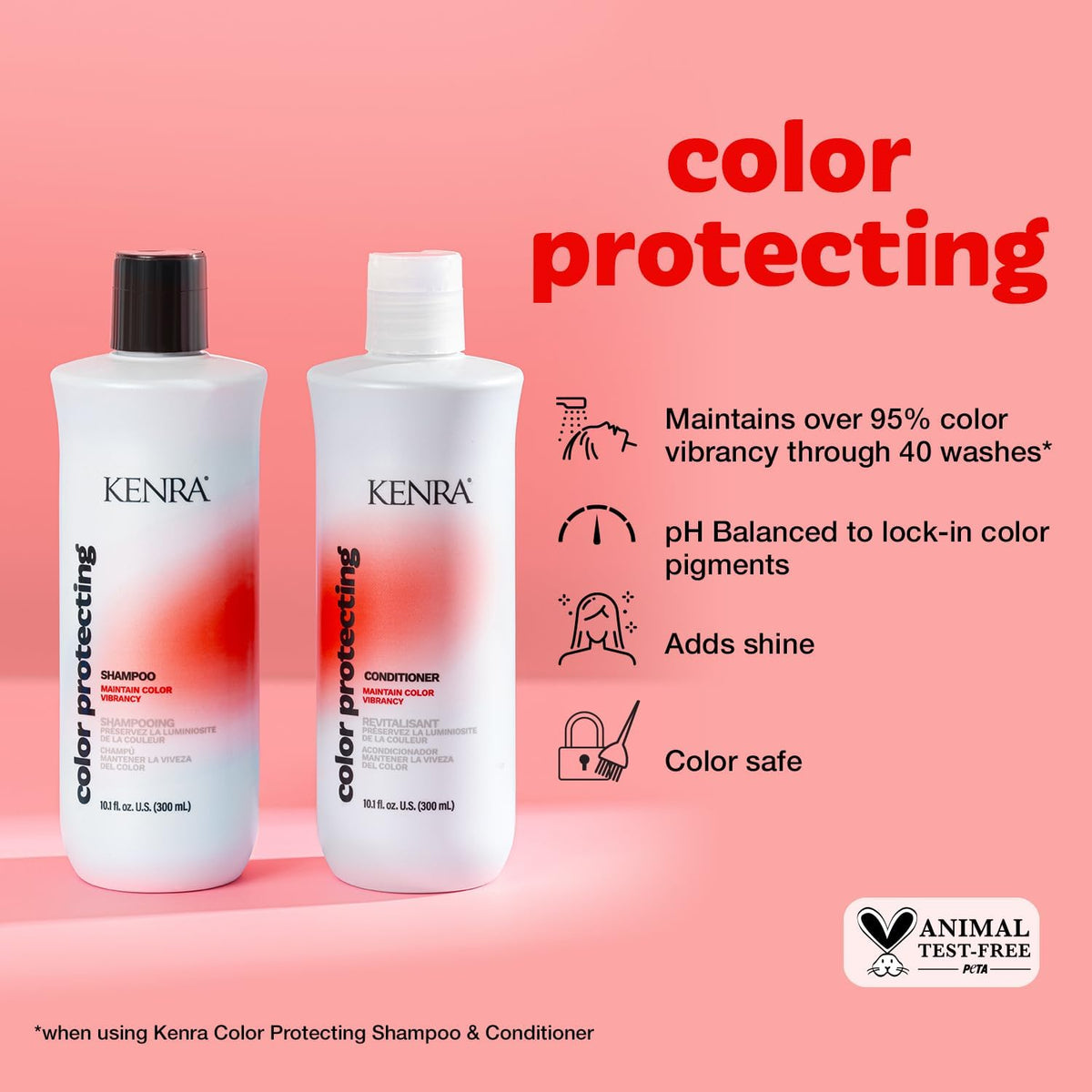 Kenra Color Protecting Shampoo & Conditioner Set |Color Safe | Maintain Over 95% Color Vibrancy Through 40 Washes |Enhances Shine | pH-balancing