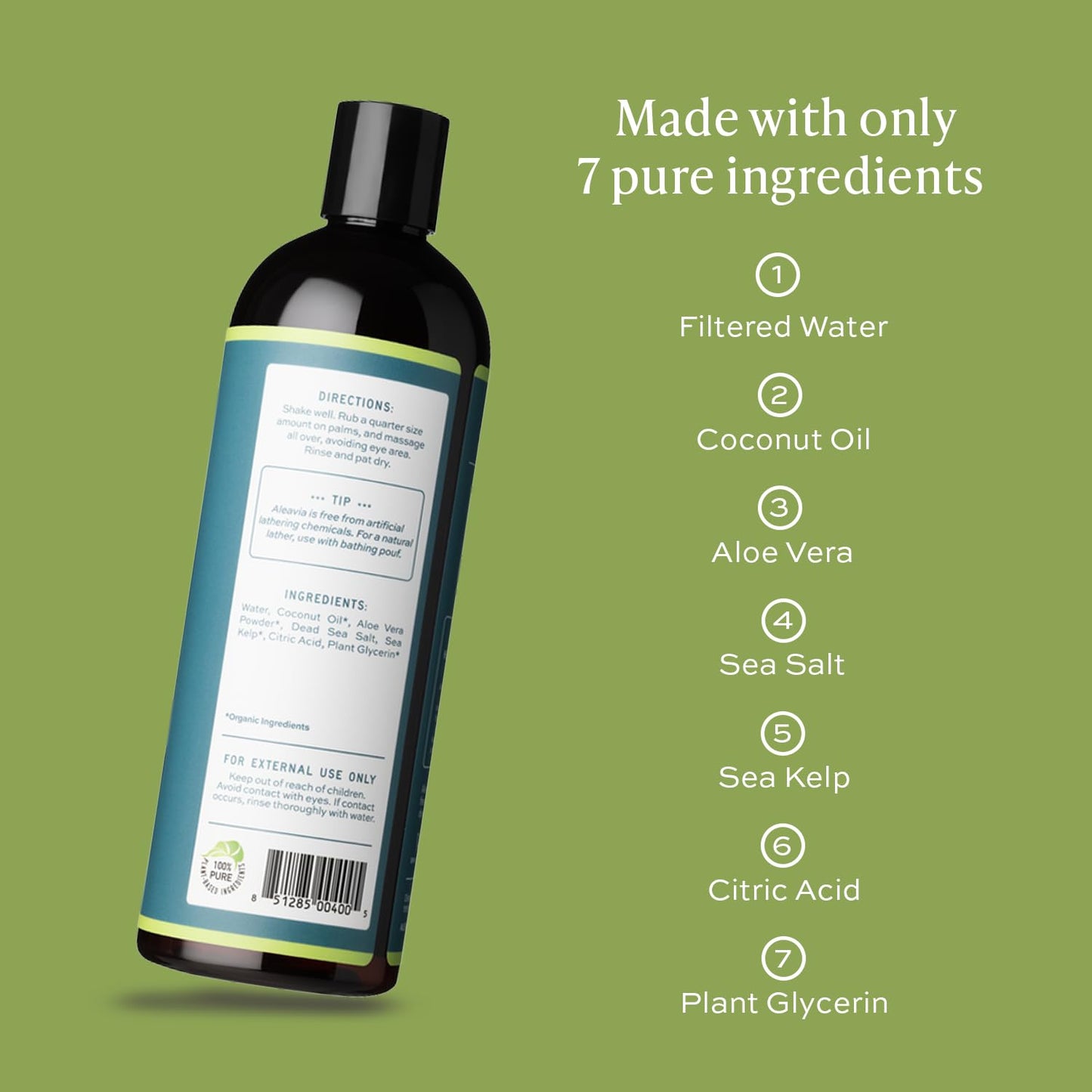 Aleavia Body Cleanse - Organic & All-Natural Prebiotic Body Wash - Fragrance-free and Sulfate-Free Enzymatic Body Cleanser - 16 Oz. Beauty & Personal Care Aleavia