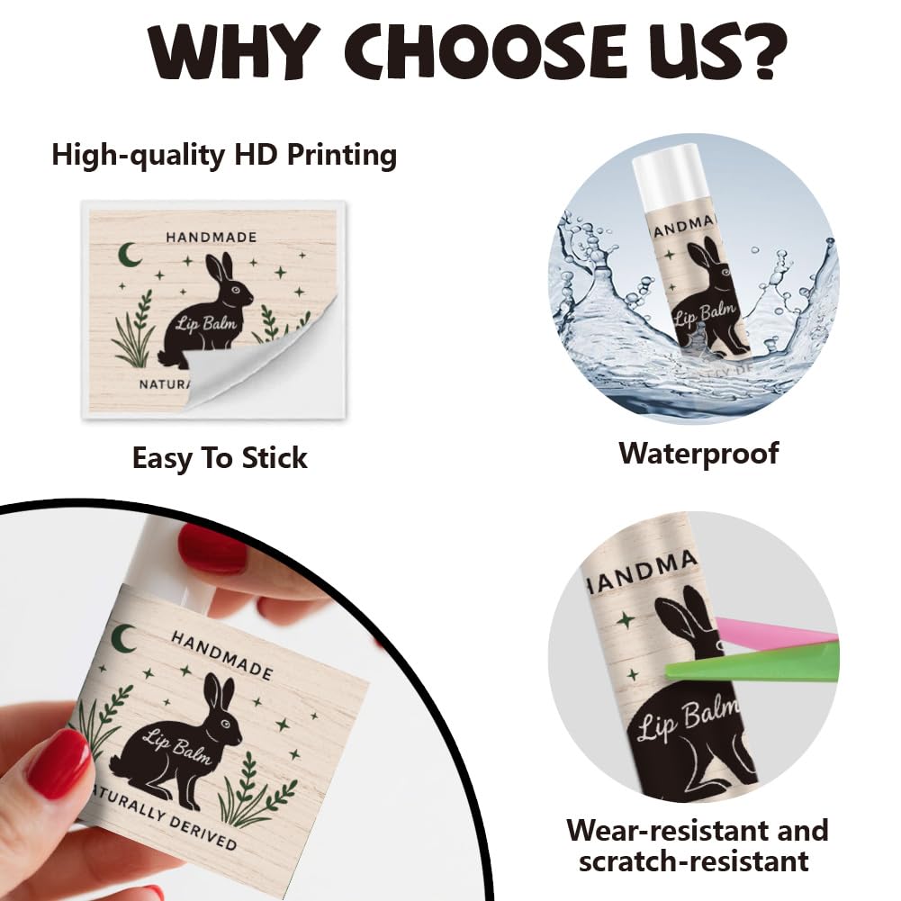 Peacoblue 160Pcs Lip Balm Labels Sticker for Tubes 2.1"x1.7" Forest Animal Silhouettes, 8 Styles Waterproof Chapstick Labels Glossy for Homemade Lip Beauty and Personal Care peacoblue