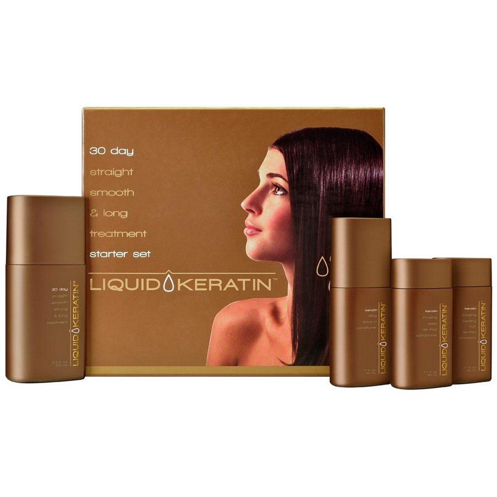Liquid Keratin 30 Day Straight Smooth Strong & Long Treatment Starter Set: Treatment + Shampoo + Conditioner + Beauty & Personal Care Liquid Keratin