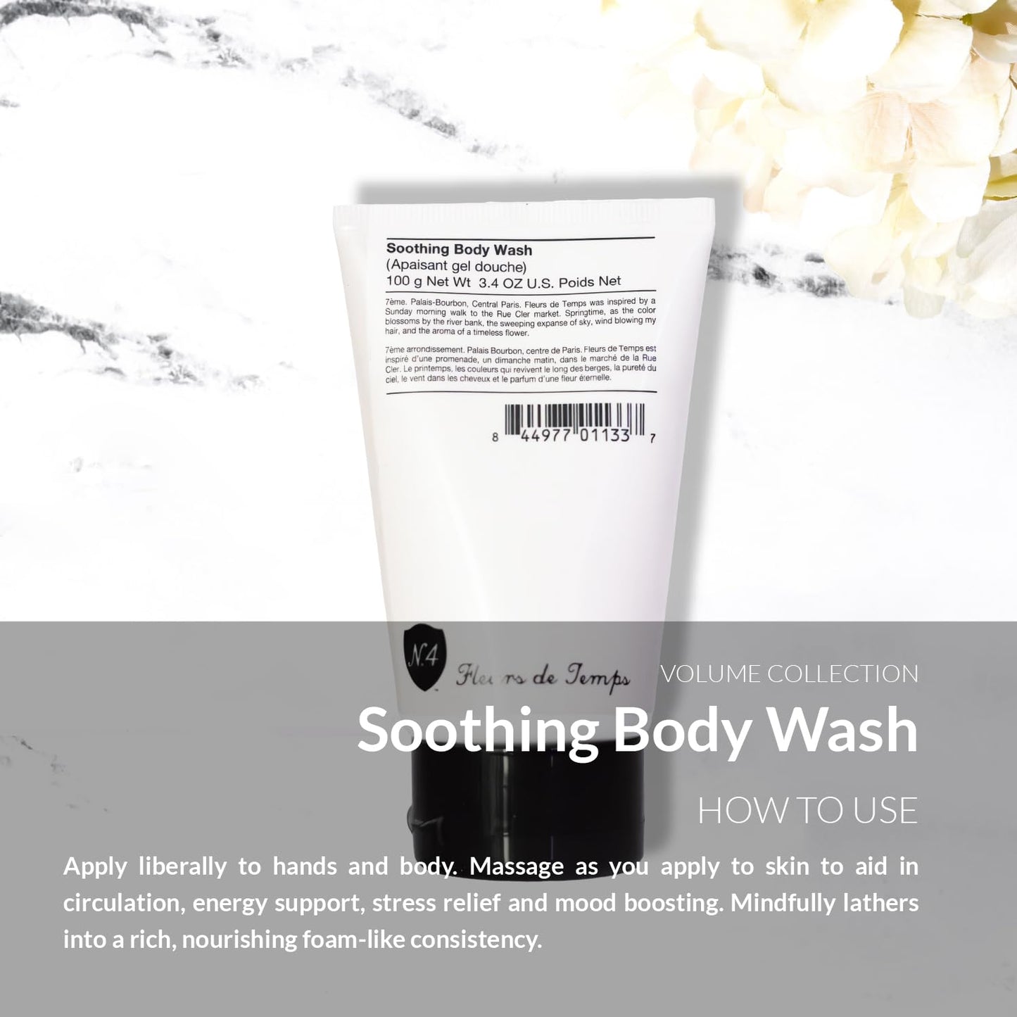 Number 4 Fleurs de Temps Soothing Body Wash. Moisturizing Body Wash with Vitamin E and Oat Extract, 3.4 oz Beauty & Personal Care Number 4