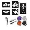 Glimmer Halloween Spooktacular Glitter Tattoo Mini Complete Kit - 25 Stencils (5 Designs, 5 Each), 2 Glues, 4 Glitter Colors, Brush Set Beauty & Personal Care Glimmer Body Art