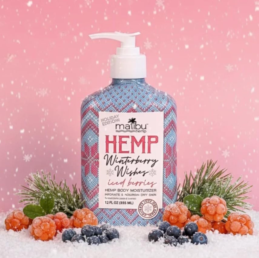 Malibu Hemp Holiday Edition Winterberry Dreams Body Moisturizer, 12 Fl Oz, Paraben-Free Lotion with Hemp Seed Oil for Dry Skin, Cooling and Nourishing Beauty & Personal Care Malibu Hemp