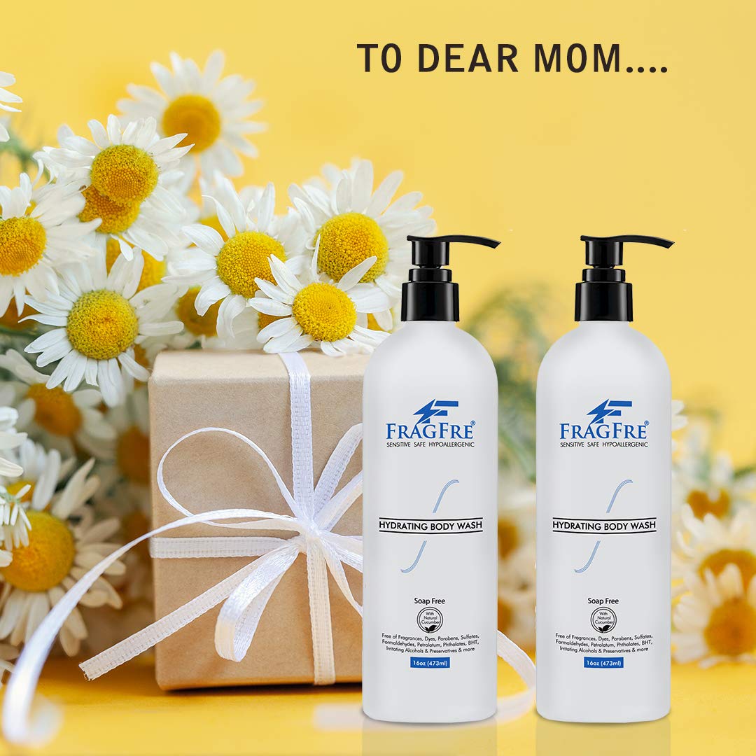 FRAGFRE Sensitive Body Wash 16 oz (2-Pack Gift Set) - Paraben Free Sulfate Free Body Cleanser - Hypoallergenic for Delicate and Flaky Skins - No Added Beauty & Personal Care FRAGFRE