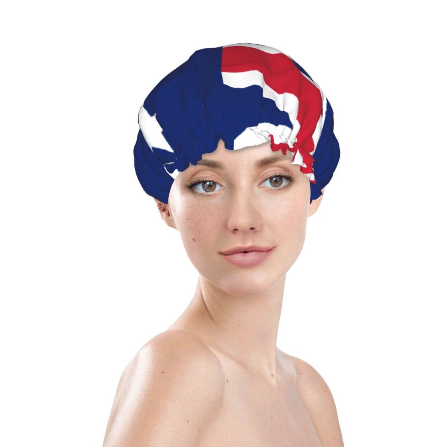 Cook Islands Flag Prints Shower Cap Double Layer Lined Waterproof Bathing Shower Hat Beauty and Personal Care Hayyett