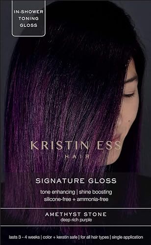 Kristin Ess Hair Gloss in Amethyst Stone Deep Rich Purple - 4 Wk Semi Permanent Hair Dye Glaze - Color Depositing Conditioner & Toner for Vibrant Beauty & Personal Care Kristin Ess