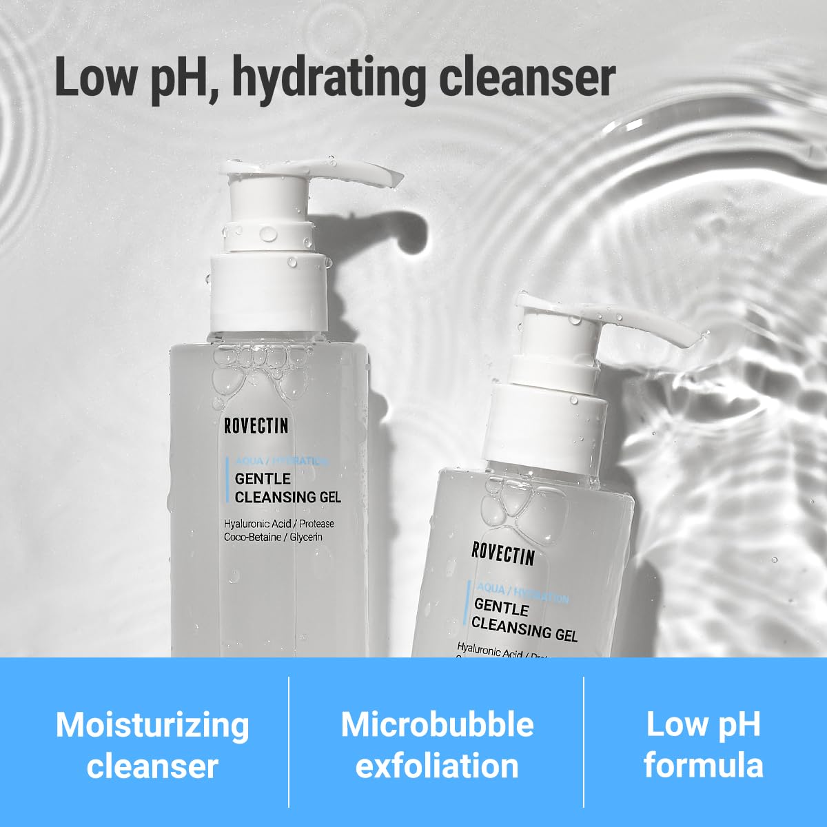 ROVECTIN Aqua Cleansing Gel (Conditioning Cleanser) Hydrating pH Balanced Facial Wash for Sensitive, Dry Skin | No Stripping, Fragrance-Free | Vegan Beauty & Personal Care ROVECTIN