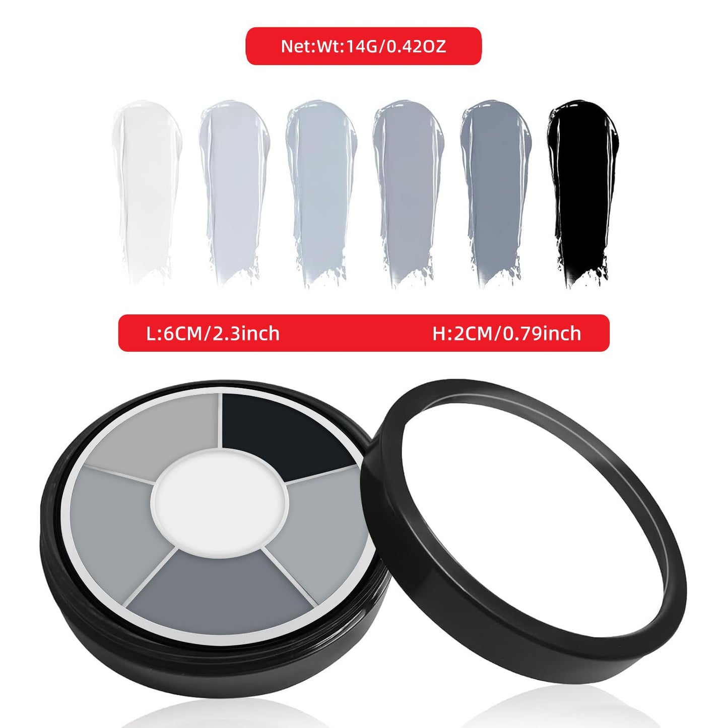 6 Color Grey Face Paint Palette, Professional Skeleton Skull Face Body Paint, Washable SFX Makeup for Halloween Face Body Paint, Vampire, Zombie Beauty & Personal Care Js2U ZW