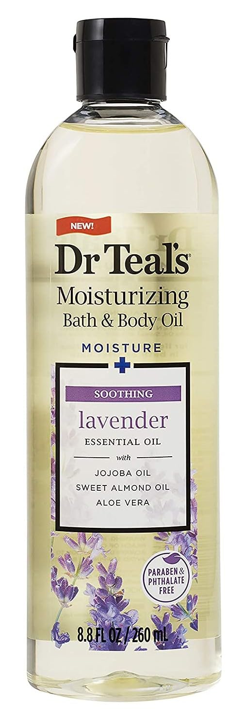 Dr. Teals Soothing Lavender Bath & Body Oil Gift Set (2 Pack, 8.8oz ea.) - Aloe Vera, Almond Oil, & Jojoba Essential Oils Soften & Moisturize Skin Beauty and Personal Care Dr Teal's