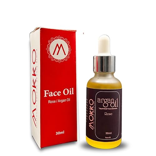 Mokko Argan Face Oil Drops with Rose - 100% Pure Moroccan Argan Oil | Hydrating, Anti-Aging & Brightening Facial Oil for Dry, Sensitive & Acne-Prone Beauty & Personal Care mokkobrand