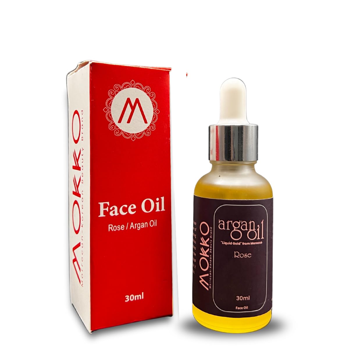 Mokko Argan Face Oil Drops with Rose - 100% Pure Moroccan Argan Oil | Hydrating, Anti-Aging & Brightening Facial Oil for Dry, Sensitive & Acne-Prone Beauty & Personal Care mokkobrand