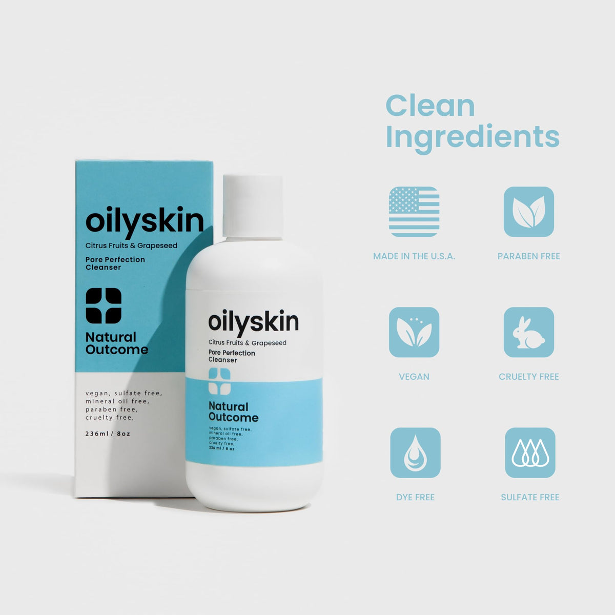 natural outcome Oily Skin Cleanser | Oil Control Daily Face Wash | Pore Hydrating Non-Greasy Cleansing Gel with Purifying Citrus Extracts for Oily Beauty & Personal Care natural outcome