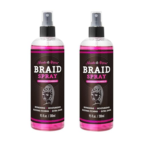 Nicole & Alyssa Braid Spray 9.5oz - for BOHO, Box & Knotless Braids, Crochet Hair Styles, Twists, Locs & Cornrows - Refreshing Moisturizing Braid Beauty & Personal Care Nicole & Alyssa