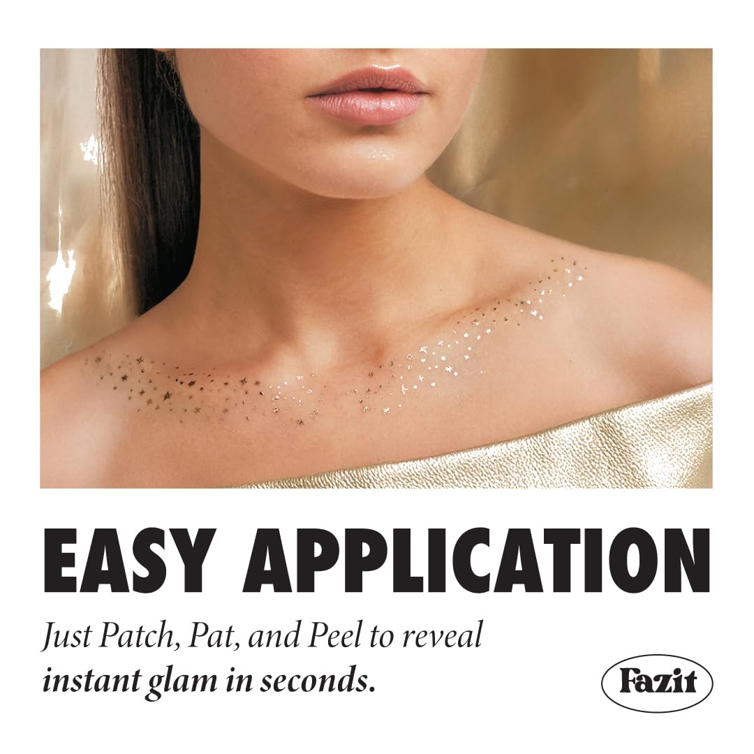 Fazit Makeup Patches - Gold Decollatage Speckles - Glow Up Make-Up Patches - Cute Glitter Makeup Accessories for Women - Cosmetic Glitter Beauty & Personal Care Fazit