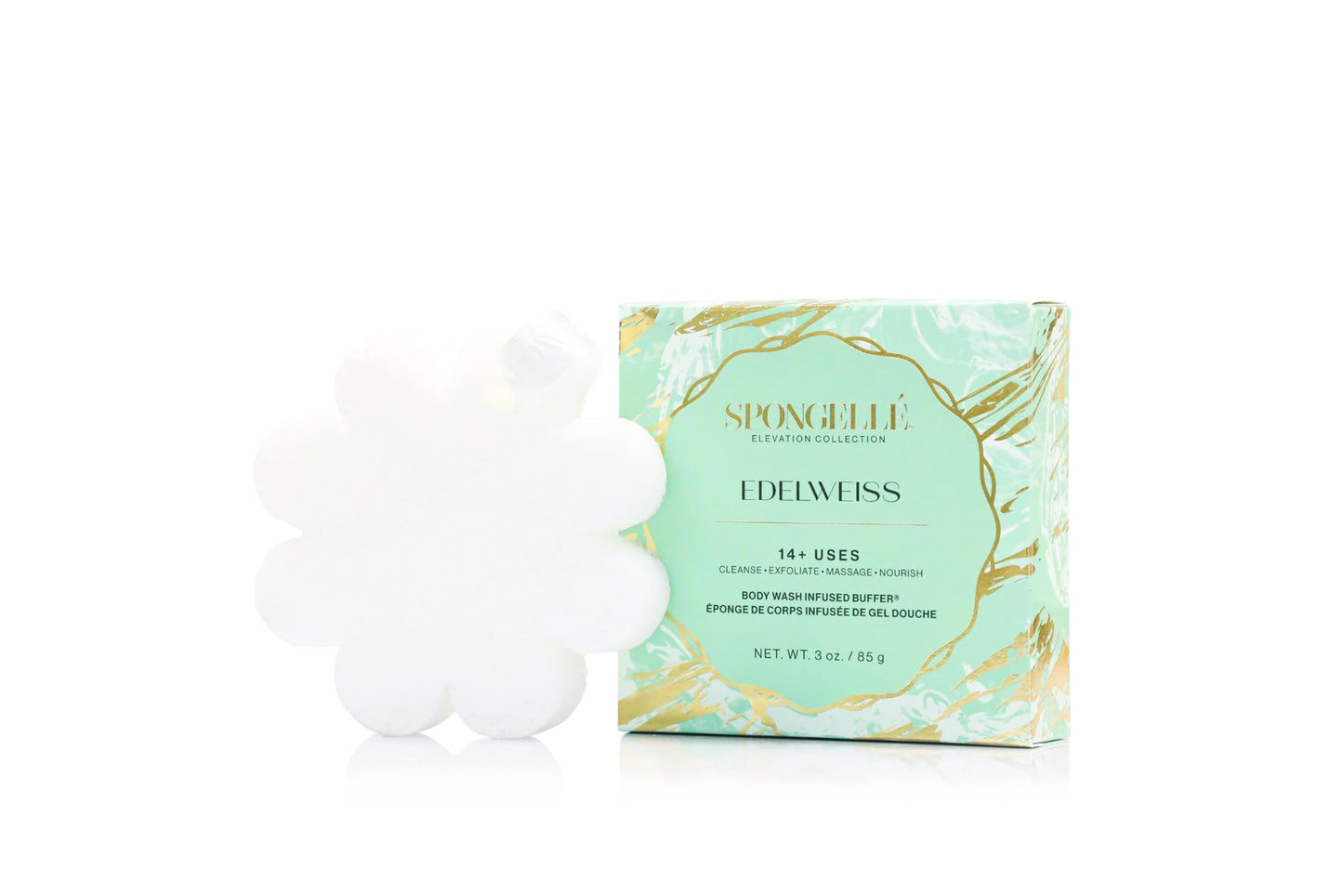 Spongelle Edelweiss Elevation Body Buffer | Bath & Shower Loofah for Women | Cleanse, Exfoliate, and Nourish in one Easy Step | Cruelty-Free, Vegan Beauty & Personal Care SPONGELLÉ