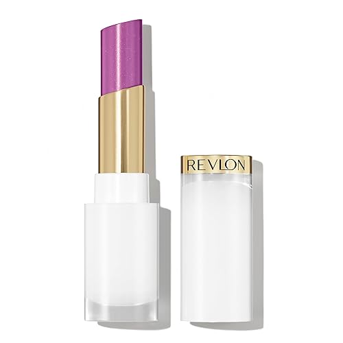 REVLON Super Lustrous Glass Shine Balm, Hydrating Tinted Lip Balm with Hyaluronic Acid, Aloe & Rose Quartz, Light-Medium Purple Lipstick, NEW Shade Beauty & Personal Care REVLON