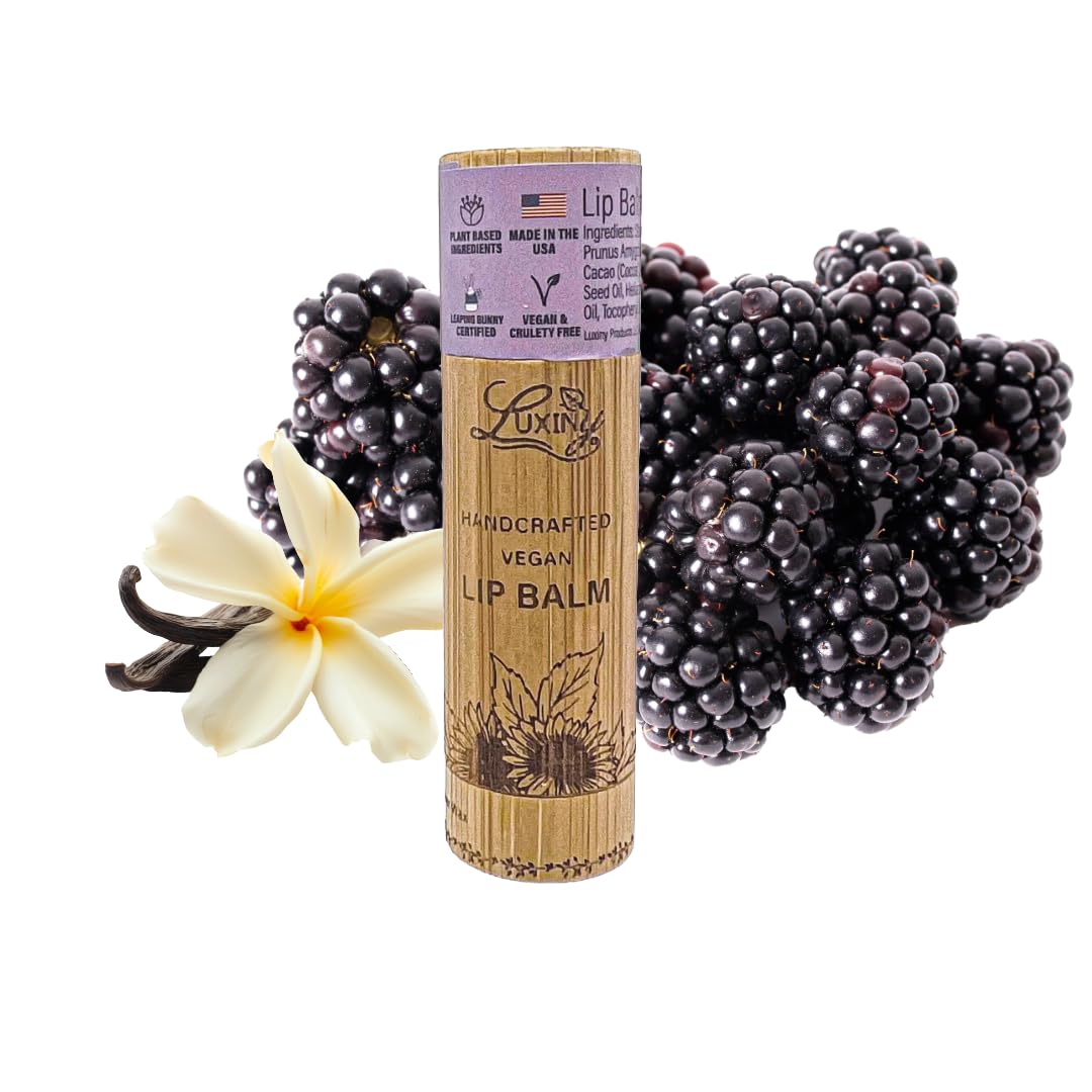 Luxiny Lip Balm 3-Pack - Vegan, Natural Moisturizing Lip Care in Bamboo Tubes with Sunflower Wax and Vitamin E (.15, Vanilla Buttercream, Mango, Black Beauty and Personal Care Luxiny