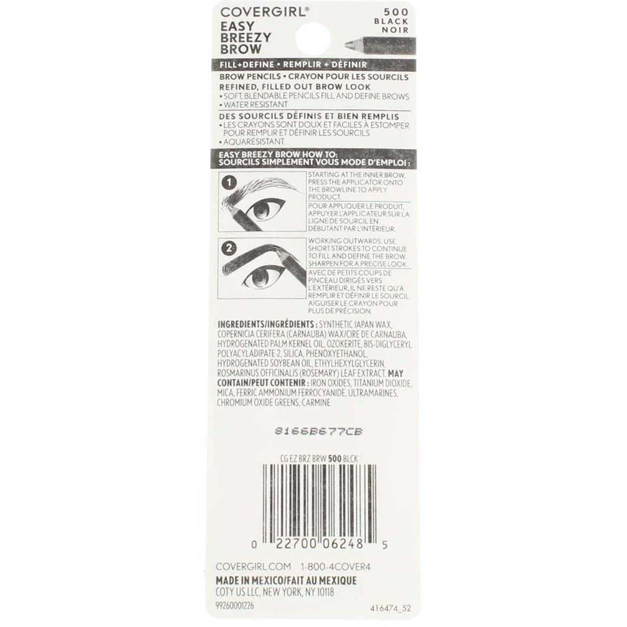 CoverGirl Professional Brow & Eye Makers Brow Shaper & Eyeliner, Midnight Black 500, .06 oz (Pack of 12) Beauty & Personal Care COVERGIRL