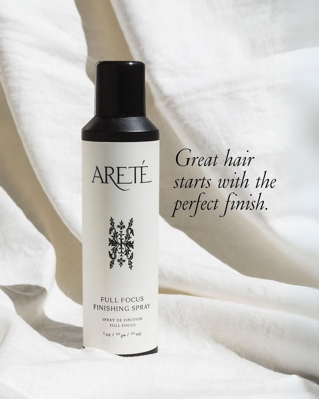 ARETÉ Full Focus Finishing Hair Spray, Strong, Buildable Hold, Shiny Finish, Anti Frizz Hairspray for Women Fine Hair with Edelweiss, Wild Carrot Beauty & Personal Care ARETÉ